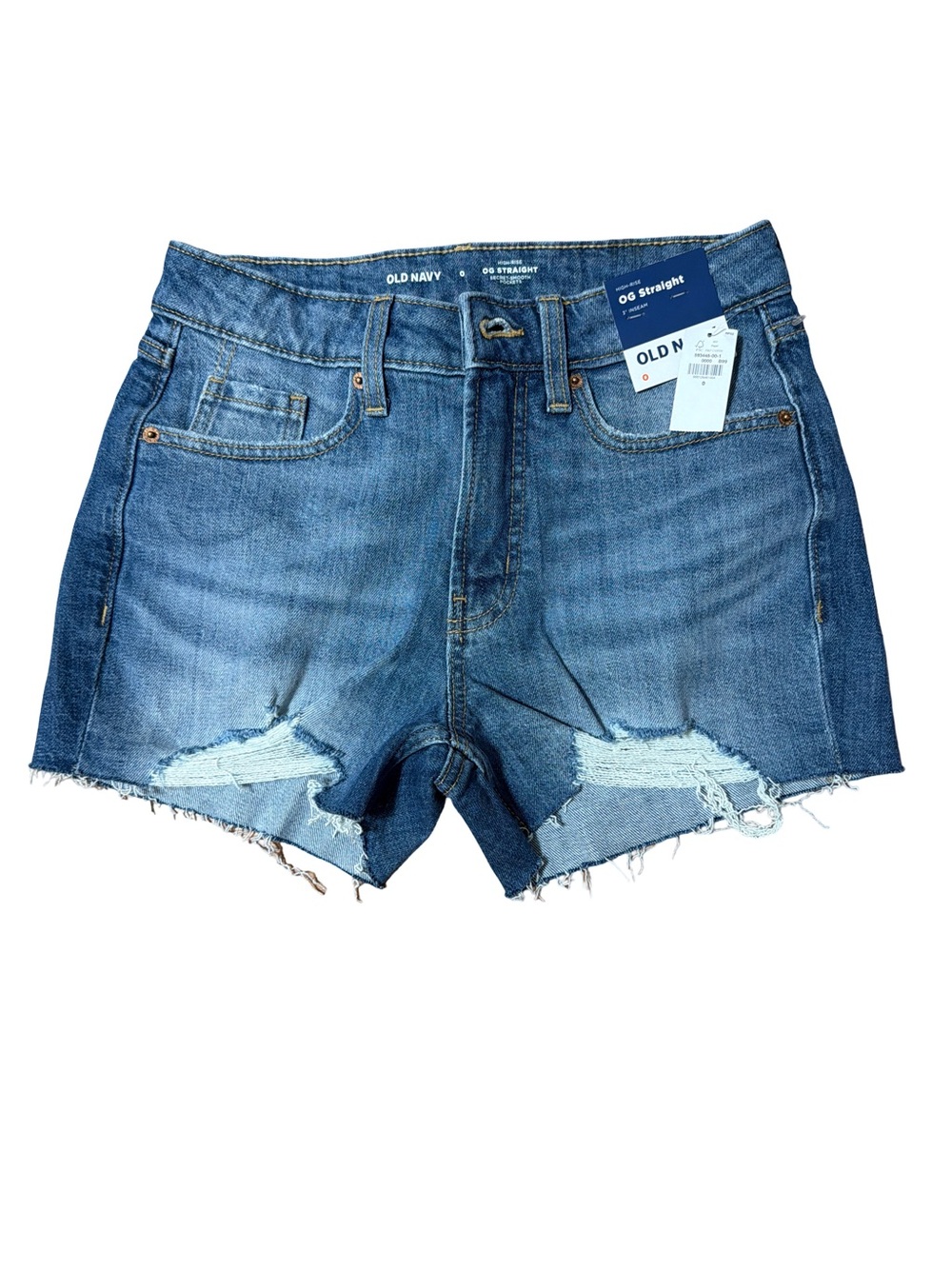 Old Navy Blue Straight Cutoff Denim Shorts Distressed OG